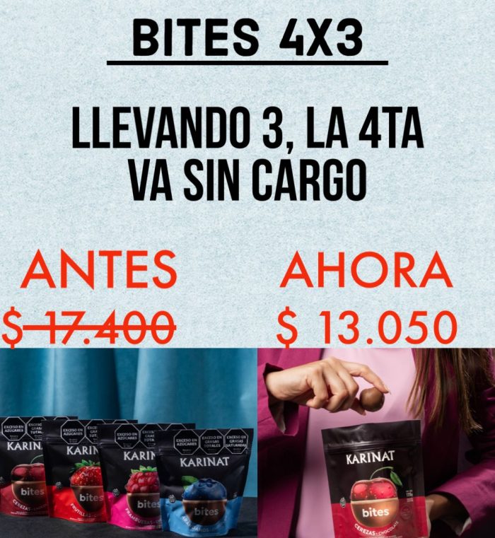 BITES FRUTAS BAÑ/ CHOC 4X3